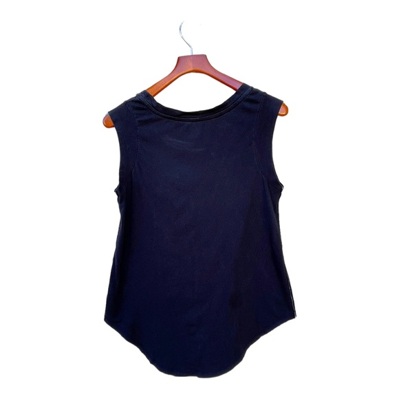 Anna Bruce Embroidered Flying Geese Black Sleeveless T-Shirt Size M - Picture 2 of 7